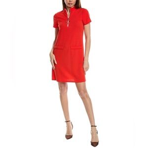 Red Mock Neck Polo Mini Dress